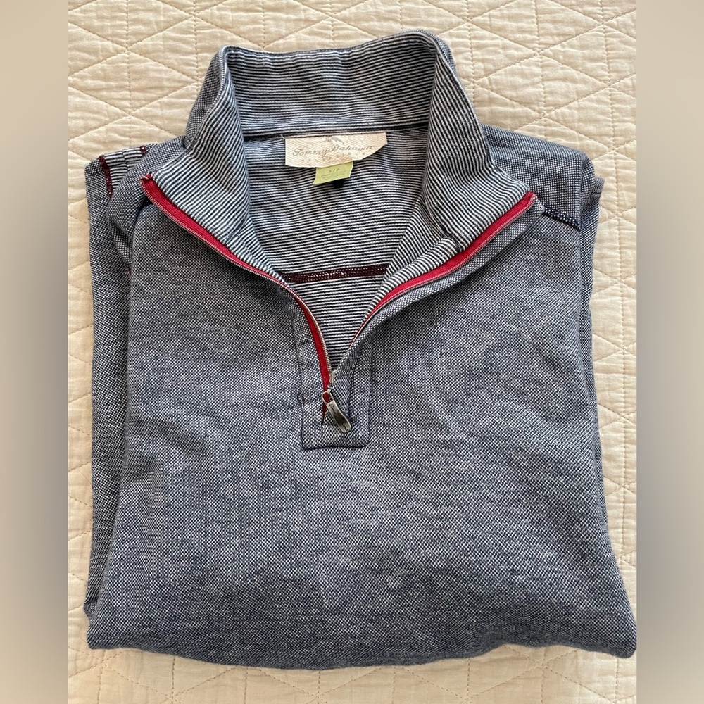 Tommy Bahama Reversible 1/4 Zip Soft Soft Pique Pull Over in Blue Size S